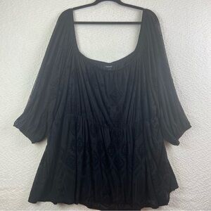 Torrid Black Boho Blouse. Size 5X 28W.